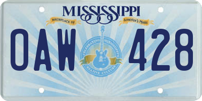 MS license plate OAW428