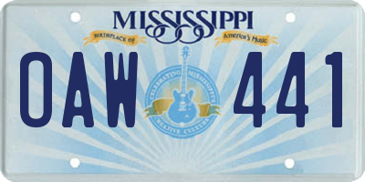 MS license plate OAW441