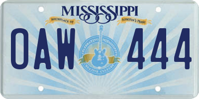 MS license plate OAW444