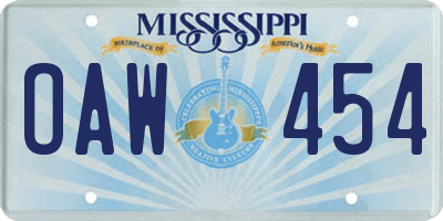 MS license plate OAW454