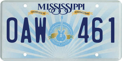 MS license plate OAW461