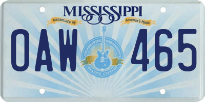 MS license plate OAW465