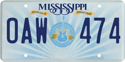 MS license plate OAW474