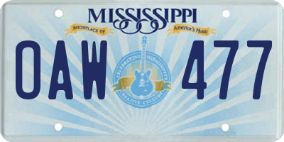 MS license plate OAW477
