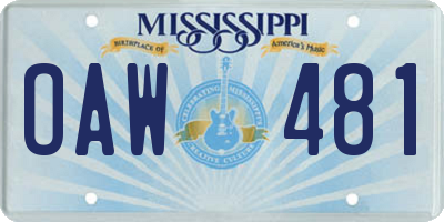 MS license plate OAW481