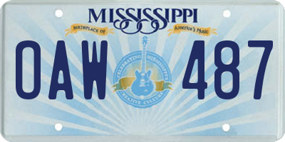 MS license plate OAW487