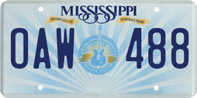 MS license plate OAW488