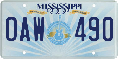 MS license plate OAW490