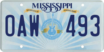 MS license plate OAW493