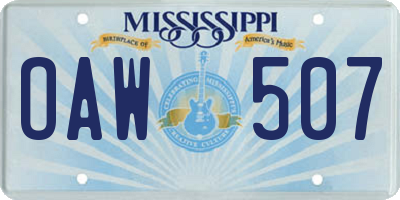 MS license plate OAW507