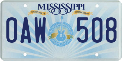 MS license plate OAW508