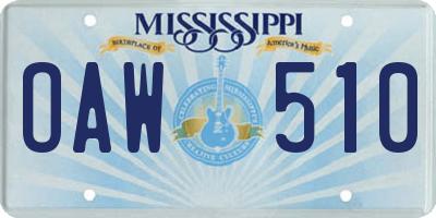 MS license plate OAW510