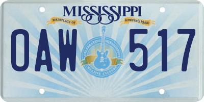 MS license plate OAW517