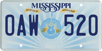 MS license plate OAW520