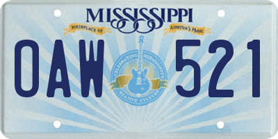 MS license plate OAW521