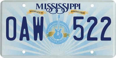 MS license plate OAW522