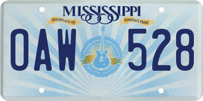 MS license plate OAW528