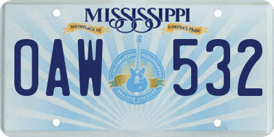 MS license plate OAW532