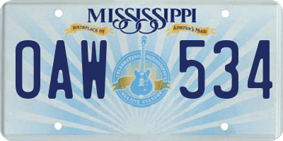 MS license plate OAW534