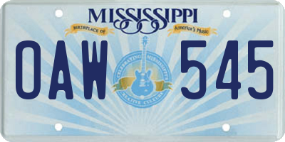 MS license plate OAW545