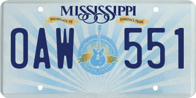 MS license plate OAW551