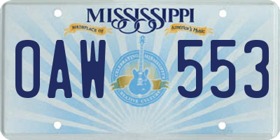 MS license plate OAW553