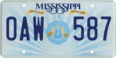 MS license plate OAW587