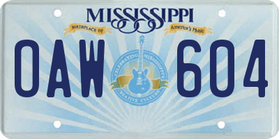 MS license plate OAW604