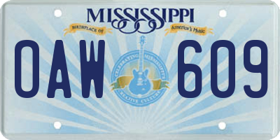 MS license plate OAW609