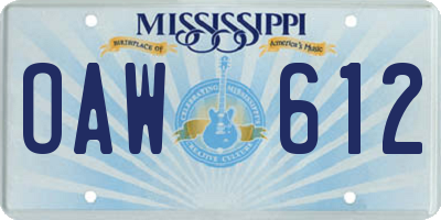 MS license plate OAW612