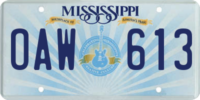 MS license plate OAW613