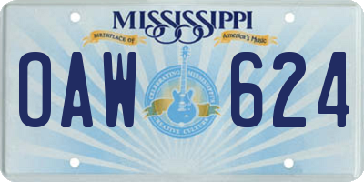 MS license plate OAW624