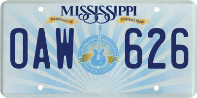 MS license plate OAW626