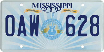 MS license plate OAW628