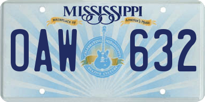 MS license plate OAW632