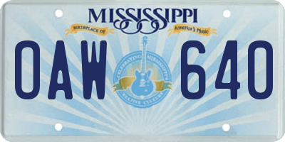 MS license plate OAW640