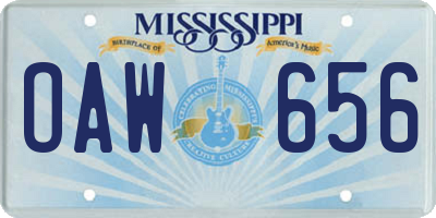 MS license plate OAW656