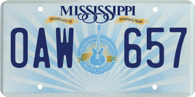 MS license plate OAW657