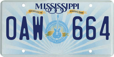 MS license plate OAW664