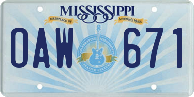 MS license plate OAW671