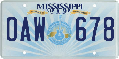 MS license plate OAW678