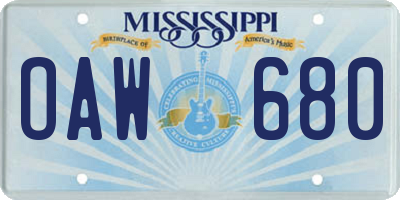 MS license plate OAW680