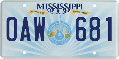 MS license plate OAW681