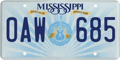 MS license plate OAW685
