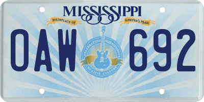 MS license plate OAW692