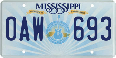MS license plate OAW693