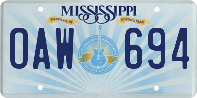 MS license plate OAW694