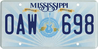 MS license plate OAW698
