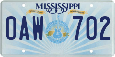 MS license plate OAW702