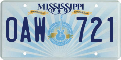MS license plate OAW721